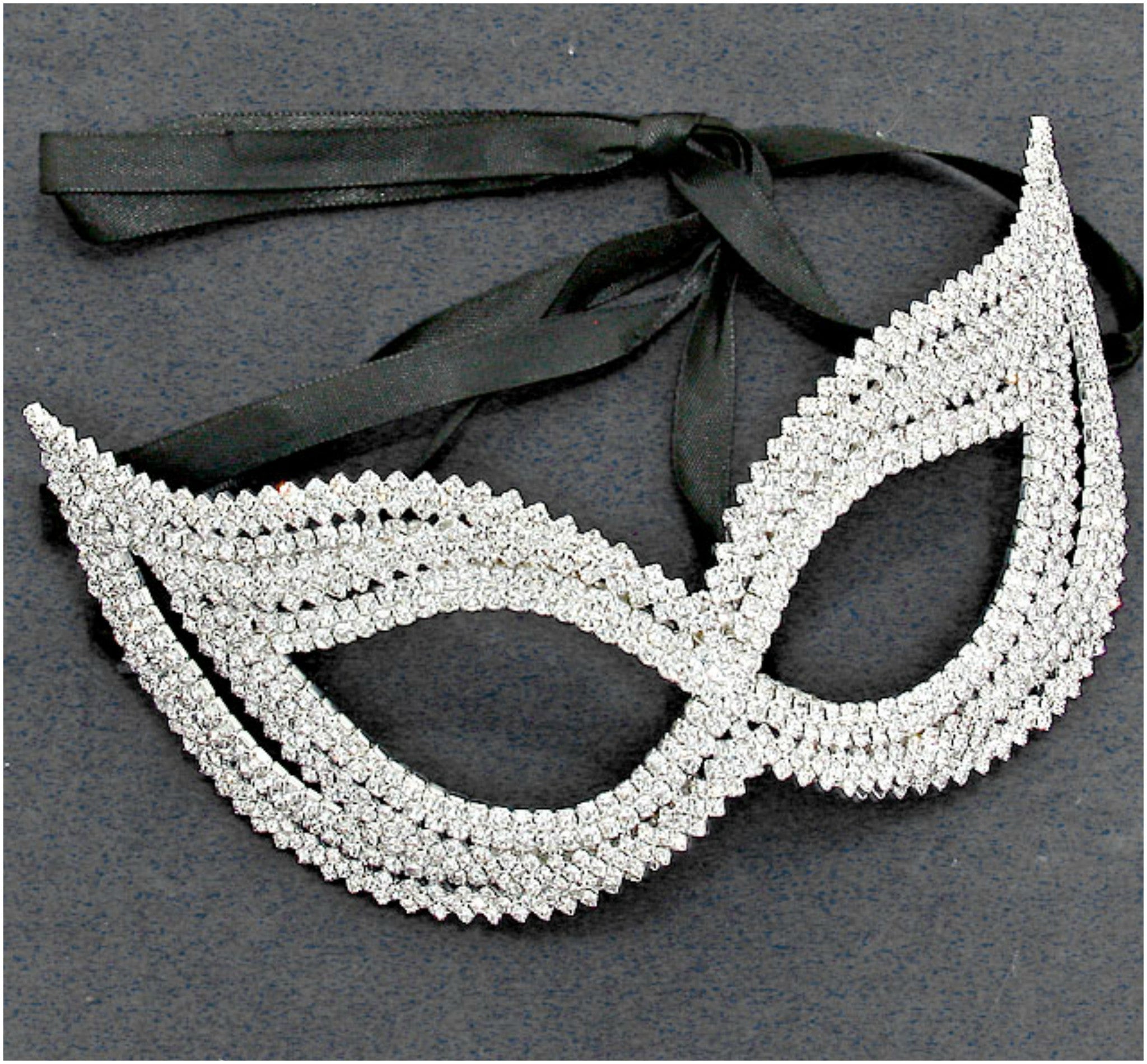 Frances Double Cluster Cat Eye Crystal Silver Masquerade Mask. - Beloved Sparkles
- 1